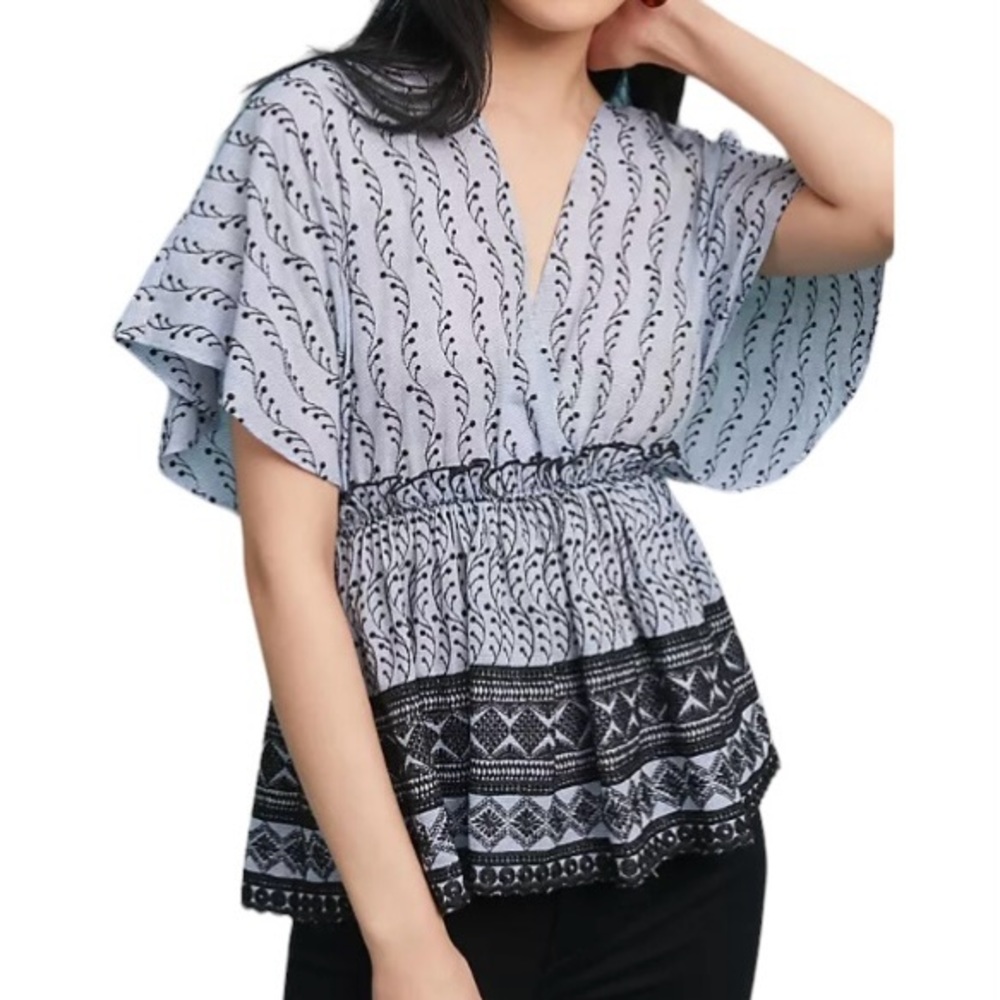Anthropologie Matison Stone Virginia Peplum Top Size Small